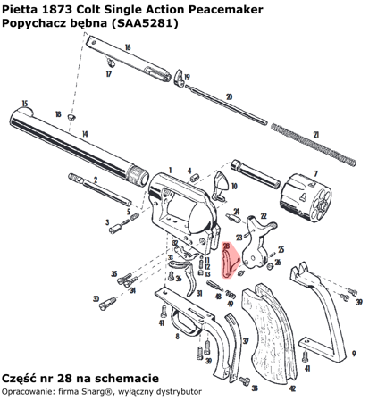 Popychacz bębna Pietta 1873 SA Peacemaker (SAA5281)