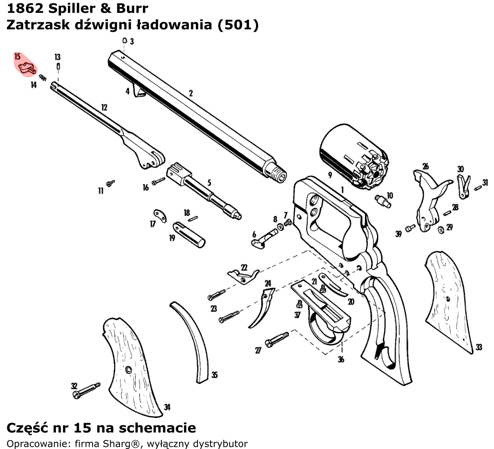 Zatrzask dźwigni ładowania Pietta 1858 Remington, 1862 Spiller & Burr (501)